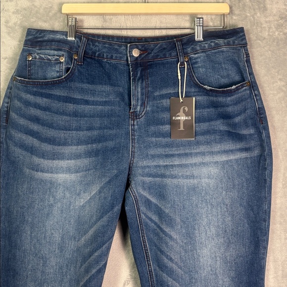 NWT New Flamingals Medium Wash Cropped Ankle Stretch Jeans Size 3XL - Picture 2 of 8